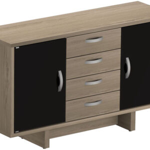 Armário credenza duas portas de vidro temperado